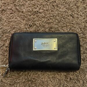 DKNY Black Leather Zip Wallet